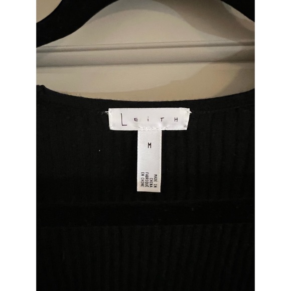 LEITH Medium Black Ribbed Long Sleeve Top - Picture 3 of 4